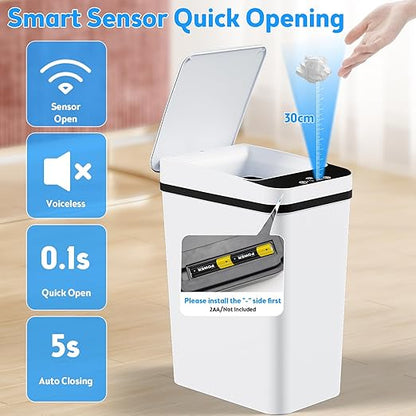 KOEYLE 2 Pack 2.2 Gallon Automatic Touchless Garbage Can, Small Motion Sensor