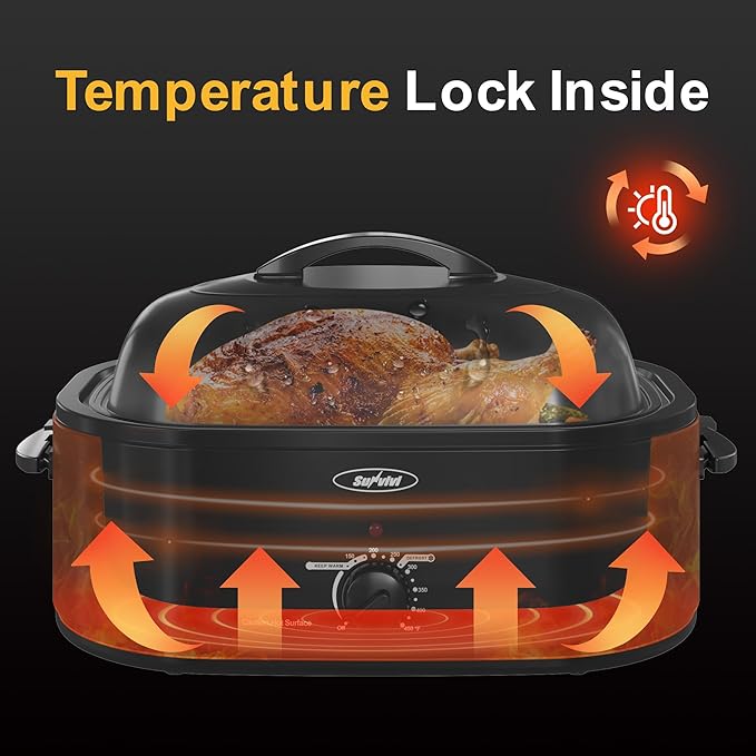 Sunvivi Roaster Oven with Self-Basting Lid, 20 Quart Electric Roaster with