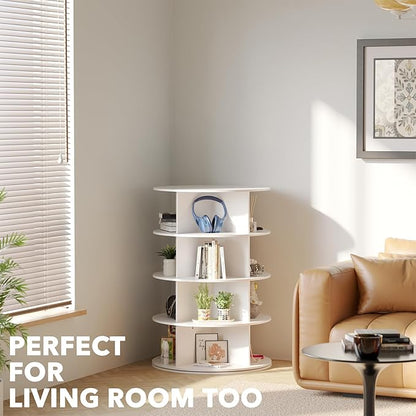 SpaceAid 4 Tier Rotating Shoe Rack Tower, Spinning Shoe Display Lazy Susan