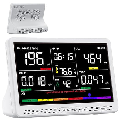 bonoch Upgrade Extended 12-Hour Battery Life 16 in 1 Air Quality Monitor Indoor