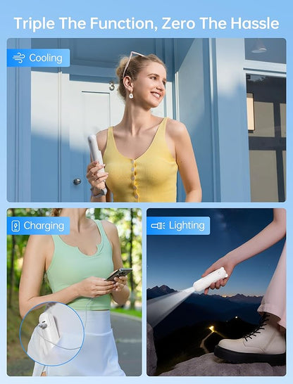 JISULIFE Handheld Mini Fan, 3 IN 1 USB Rechargeable Portable Fan
