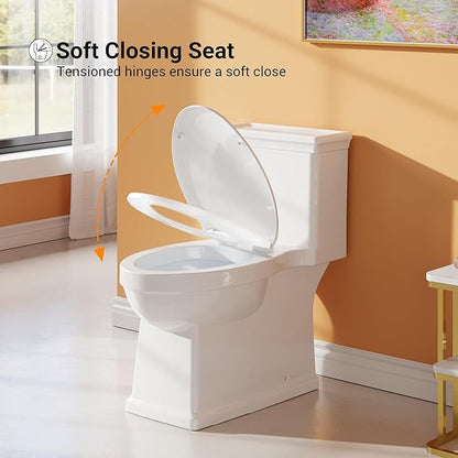 One-Piece Toilet with Classic Design, ADA Height, 1.28 GPF, Durable Ceramic