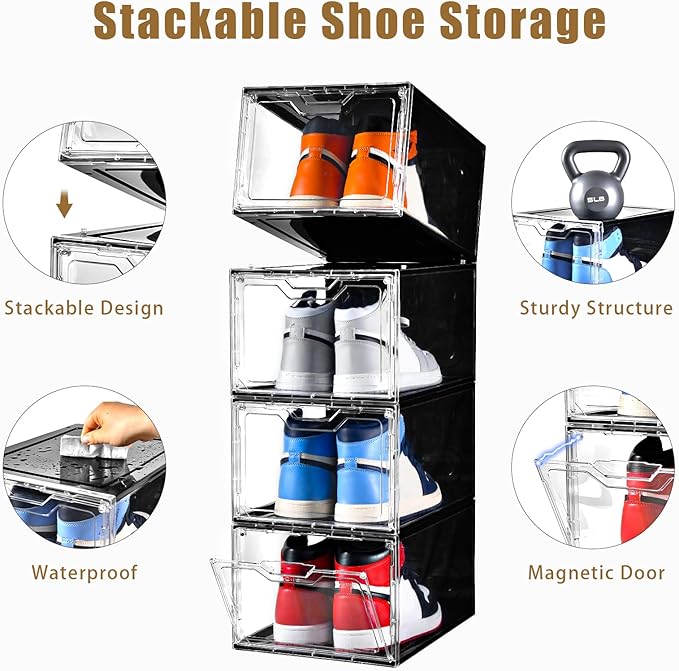 Clemate Upgraded X-Large Shoe Organizer, Shoe Storage Organizer, 12 Pack