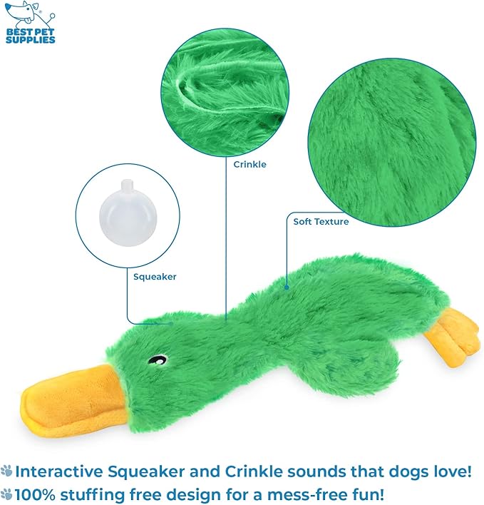 Best Pet Supplies Squeaky Dog Toys with Soft Durable Fabric for Small, Medium and Large Pets Interactive Toy for Indoor Play, Supports Active Biting and Play - Green