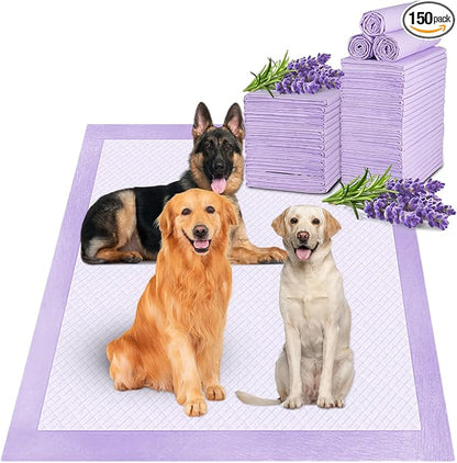 Boscute Lavender Scented Thicken 6 Layers Heavy Absorbent 30"x36" Pet Training Dog Pee Pads, Extra Large Polymer Leak-Proof Quick Dry Puppy Pee Pads, Disposable Pee Pads for Dogs Cats Rabbit 150Counts | Heavy Absorbent up to 7 Cups, Quick Dry, for Dogs...