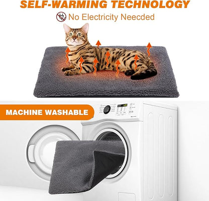 Rockever Outdoor Cat House, Large Outdoor Houses for Feral Cats with Self-Warming Mat Wooden Outside Cat Shelter Weatherproof with Escape Door