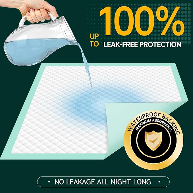 MILDPLUS Disposable Bed Pads 40"X40" 10pcs Extra Large Pee Pads | Incontinence Bed Pads, Heavy Duty Super Absorbent Underpads, Waterproof Chucks Pads for Adults, Elderly or Pets, 100x100CM
