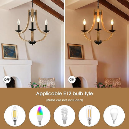 Farmhouse Chandelier for Dining Room 3-Light 19" Wide Adjustable Kitchen Island Pendant Lighting, Rustic Hanging Light Fixture for Entryway Foyer Bedroom Living Room,