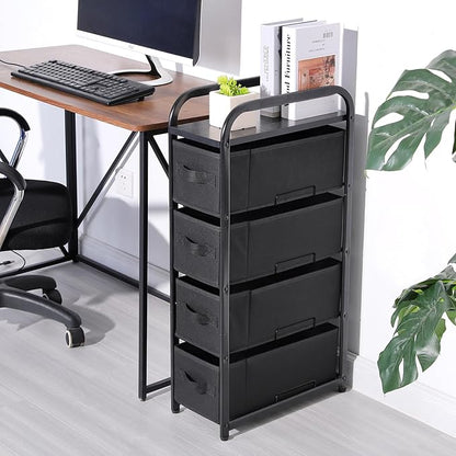 MAX Houser 4 Drawer Narrow Dresser Fabric Storage Tower Vertical Slim Storage