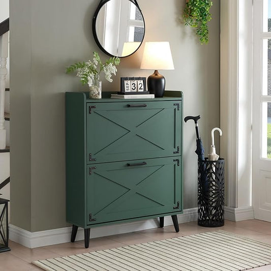 Shoe Storage Cabinet, Farmhouse Shoe Organizer