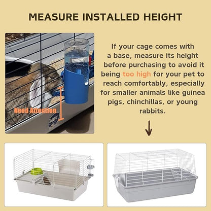 Rabbit Water Bottle, 600ml/21oz Hanging Water Dispenser Feeder Cage Crate Hutch Bunny Puppy Cat Chinchilla Ferret Guinea Pigs Squirrel Hedgehog (Pink)