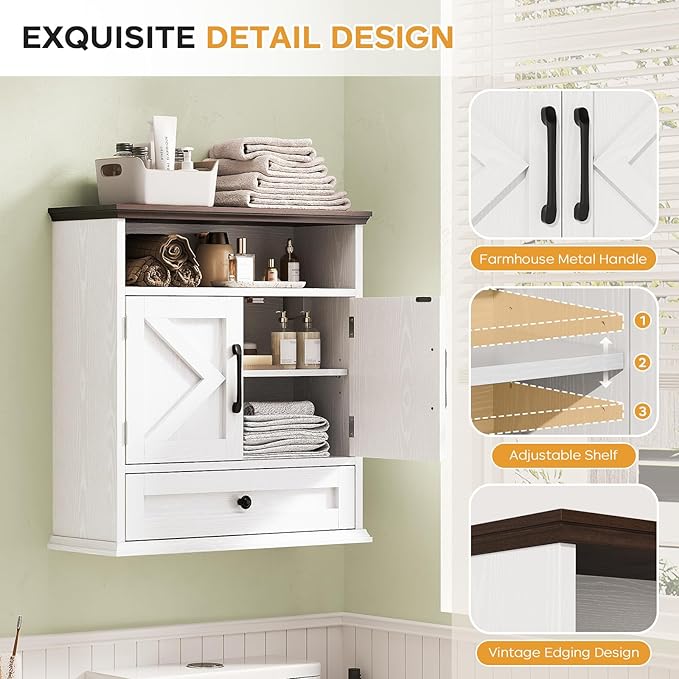 Bathroom Wall Cabinet, Wall Mounted Medicine Cabinet