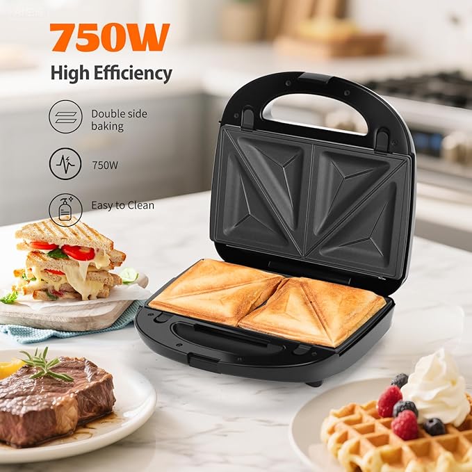 Aigostar Sandwich Maker Panini Press Grill, 3 in 1 Waffle Maker