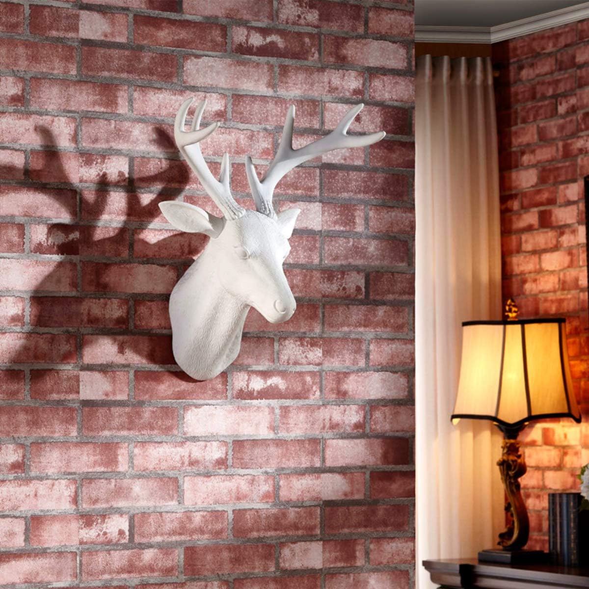 Notakia Wall Charmers Large White Faux Deer Head Faux Taxidermy Animal Head Wall Decor - Handmade Farmhouse Decor - Rustic Wall Decor Deer Antlers (Large White)