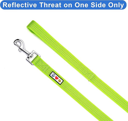 Pawtitas 6 FT Pet Puppy Leash Reflective Dog Leash Comfortable Handle Highly Reflective Threads Heavy Duty Dog Training Leash Available as a 6 ft Medium Dog Leash or Large Dog Leash Green