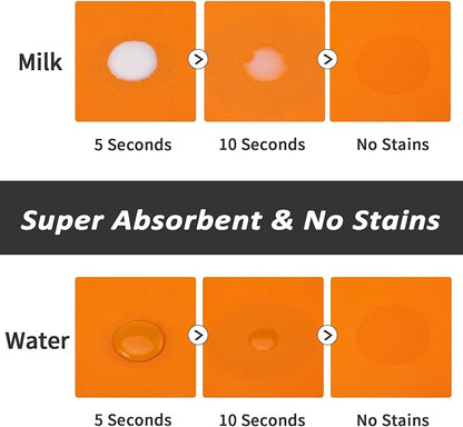 HotLive Dog Food Mat - Absorbent Cat Mat for Food and Water, No Stains Pet Feeding Bowl Mat, Easy to Clean Pet Placemats, Quick Dry Dog Water Dispenser Mat for Messy Drinkers | Paw Orange 18"x34"