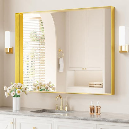 Koonmi 30x40 Inch Metal Framed Bathroom Mirror