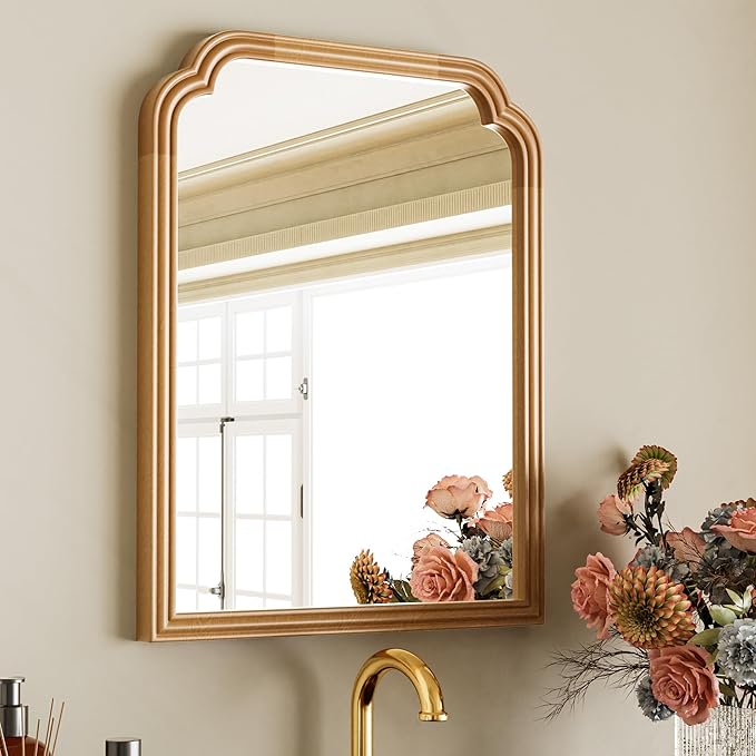 Wood Frame Wall Mirror Decor for Small Bathroom Vanity Entryway, Living Room or