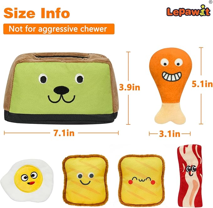 Hide and Seek Dog Toys, Squeaky Interactive Puzzle Dog Toys for Boredom and Stimulation, Dog Enrichment Toys for Small and Medium Dogs - Toaster
