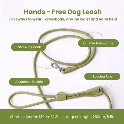 No Pull Dog Harness and Leash Set 3-in-1 Adjustable Anti Pull Dog Harness with Hands-Free Matching Leash,Poop Bag Holder,Easy Walk Dog Harness Small Sized Dog(Olive Green)