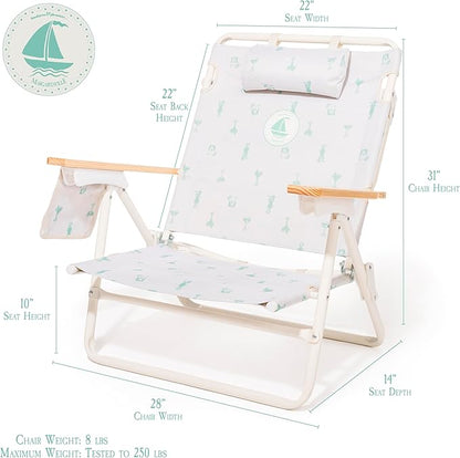 Business & Pleasure Co. Margaritaville Manana Backpack Beach Chair Lay Flat Reclining, Lightweight & Portable, Insulated Cooler Pocket, Last Mango Green Marg