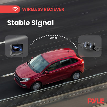 Pyle 7??1080P HD Digital Wireless Monitor and Wireless License Plate Camera - Waterproof, Night Vision, Single Channel Visual Assistance Kit (12/24V for Bus, Truck, Trailer, Van, RV, Camper)