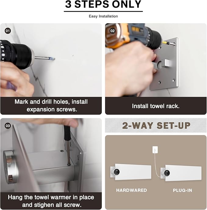 K&KALONZO Electric Towel Warmer, 18.8" W x 4.8" H Wall-Mounted Towel Heater