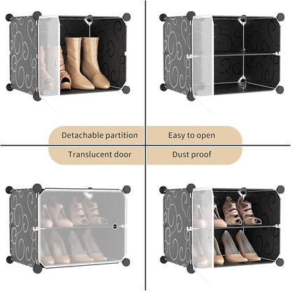 Portable Shoe Rack with Door, 64 Pairs Cabinet Easy Assembly, Plastic