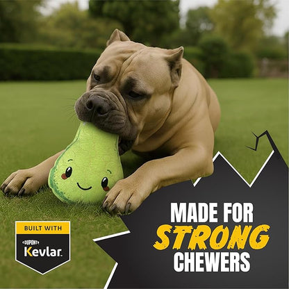 Bite Force -Durable & Strong Dog Toy Mr. Pear with Squeaker, Kevlar-Reinforced for Aggressive Chewers for Small Medium Large Dogs - Green.