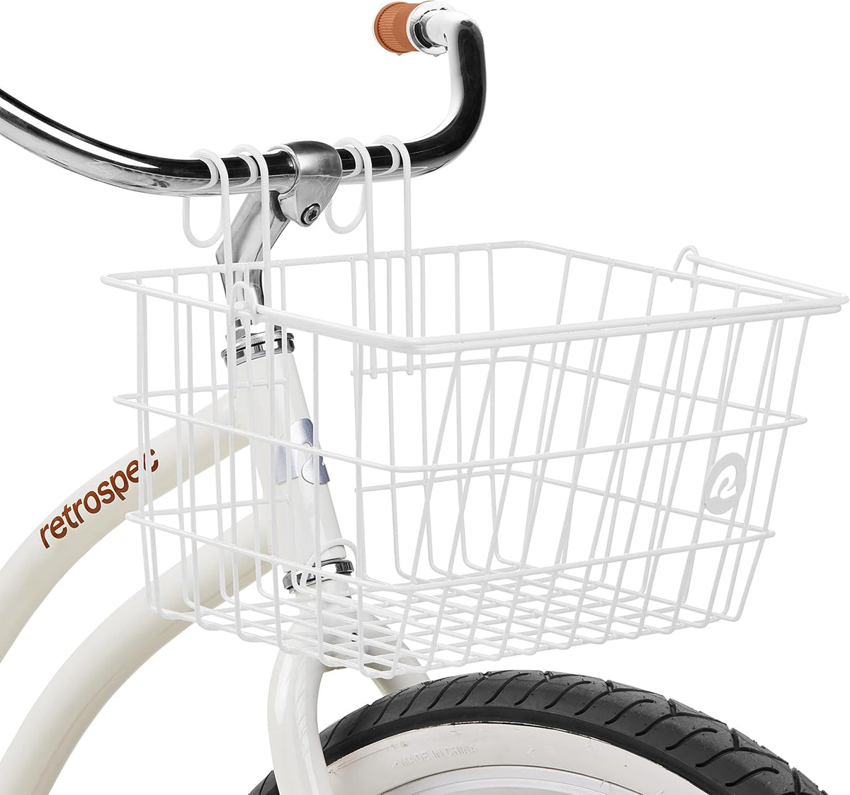 Retrospec Apollo-Lite Lift-Off Bike Basket - Detachable Steel Handlebar Basket with Carrying Handle for Commuting, Shopping & Beach Trips - 14.5in x 9.5in Weather-Resistant Biking Gear