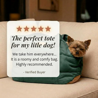 Plush Dog Purse Carrier for Small Dogs, Soft Dog Tote Bag with Safety Harness Clip, Cozy Pet Carrier for Dogs Under 15 lbs, Comfortable Dog Shoulder Carrier for Travel, Green