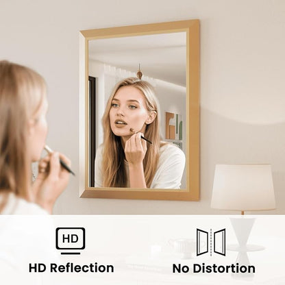 Amorho Bathroom Mirror, 24x32 Inch Gold Thick Metal Framed Wall Mirrors