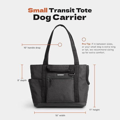 Transit Tote Dog Carrier for Small Dogs Under 8 lbs, 16x11x8 Soft-Sided 4-Pc Set with Waterproof Base, Plush Insert, Food Pouch, Mesh Head Opening - Small, Leopard