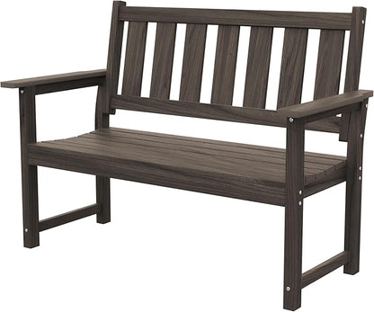 ACUEL HDPE Outdoor Bench – 50'' Weatherproof Durable Outdoor Bench, 2-Person Park Bench, Easy to Move, Multi-Purpose Design Ideal for Porch, Patio, Church, and School (Dark Brown)