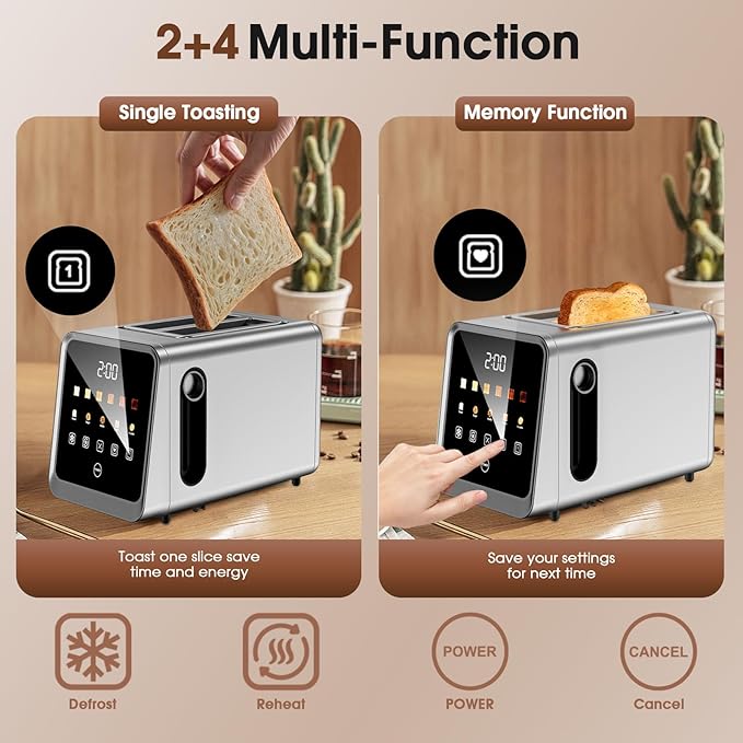 Touch Screen Toaster 2 Slice, Smart Digital