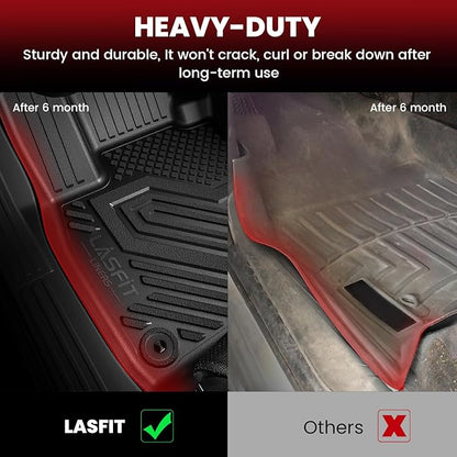 LASFIT Floor Mats for Chevrolet Traverse 2024-2026 (Only 7 Seats) & GMC Acadia 2024-2026 (Only 7 Seats) & Buick Enclave 2025-2026, All Weather TPE Custom Fit Car Floor Mat, 3 Row Floor Liners, Black