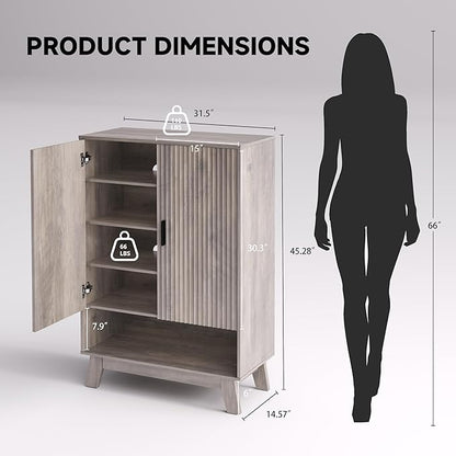 4-Tier Fluted Shoe Cabinet