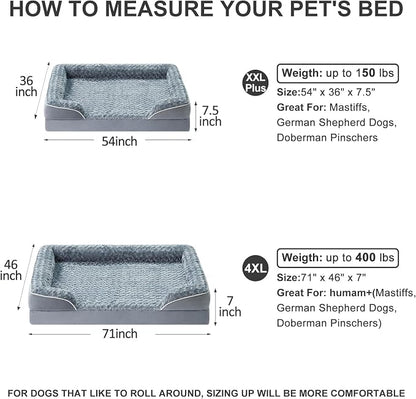 WNPETHOME Orthopedic Washable XXL Dog Bed for Senior Dog Cozy Sleep | Extra Large Waterproof Big Soft Dog Couch Sofa Bed for Dogs Relax with Removable Cover Supportive Pet Bed Grey 54x36 Inch