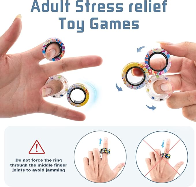 12Pcs Magnetic Adults Fidget Toys Rings, Stocking Stuffers