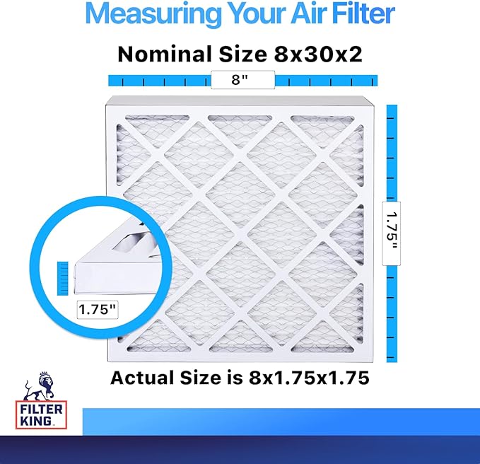 Filter King 8x30x2 Air Filter | 4-PACK | MERV 8 HVAC Pleated A/C Furnace