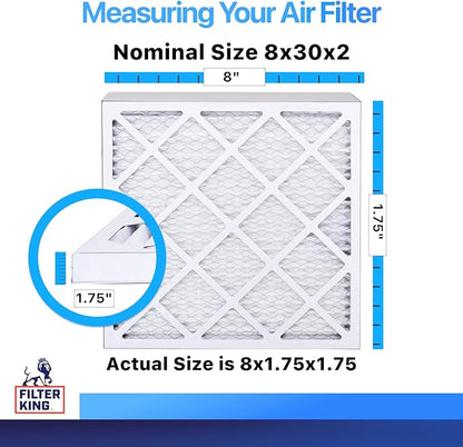 Filter King 8x30x2 Air Filter | 4-PACK | MERV 8 HVAC Pleated A/C Furnace