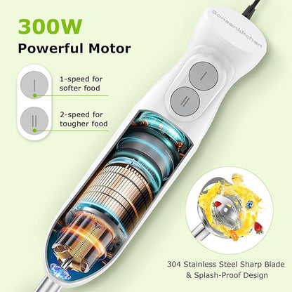 Bonsenkitchen Hand Blender, Immersion Blender