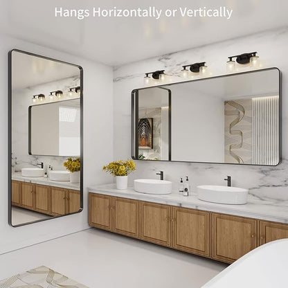 LOAAO Black Metal Framed Bathroom Mirror