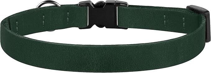 Breakaway Cat Collar Leather with Removable Bell - 13 Colors Available - Soft Adjustable Girl Boy Safety Lightweight Pet Kitten Collars Pink Brown Blue Green Red Orange Black (Emerald)