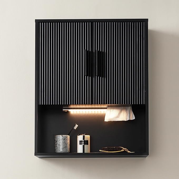 Modern Fluted Bathroom Wall Cabinet