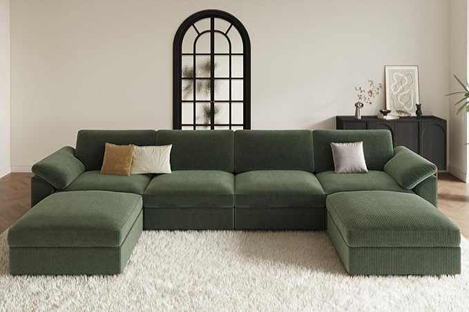 EASE MOOSE Modular Sectional Sofa,Oversized U Shape Sectional Couch with Ottoman,Wide Deep Modular Cloud Couch,Removable Cover