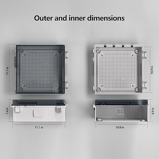 ABS Electrical Junction Box, Ventilated Design, Cable Grommets, IP65 Waterproof