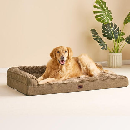 EHEYCIGA XXL Dog Bed Memory Foam, Orthopedic Giant Dog Bed Jumbo with Washable Removable Cover, Waterproof Pet Sofa Couch with Nonskid Bottom, 48x35x7.5, Camel | Washable Removable Cover, Waterproof Flat Pet Sofa Couch with Nonskid Bottom, 48x35x7.5