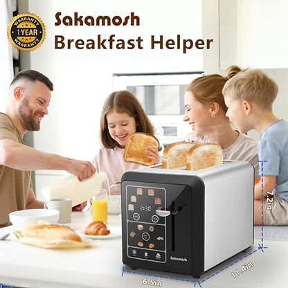 Touch Screen Toaster 2 Slice, Smart Digital Toasters, 6 Browning Levels & 6