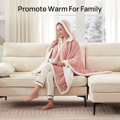 Westinghouse Wearable Heated Throw Blanket, Electric Heated Wrap Poncho Shawl